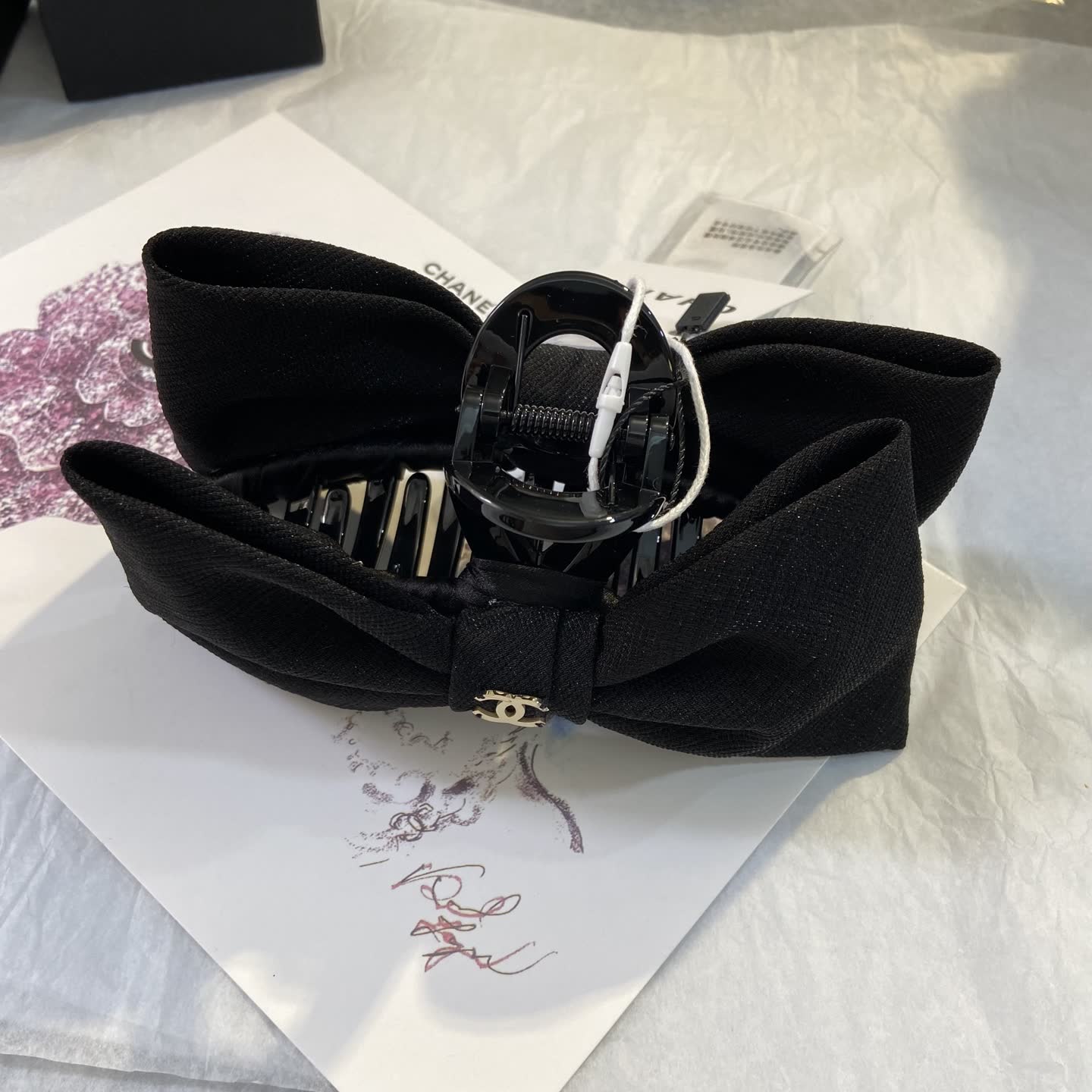 Chanel Black Bow Hair Clip-XF1117